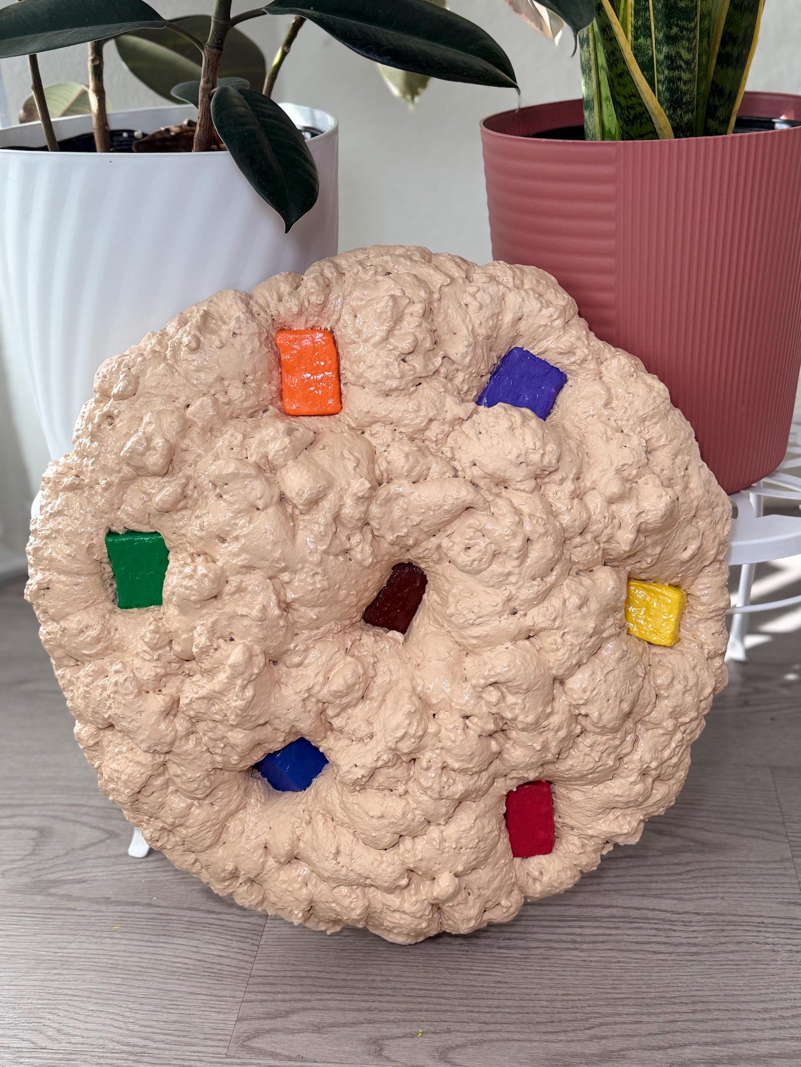 Giant cookie wall art: rainbow sprinkle cookie sculpture by JOIRUSH