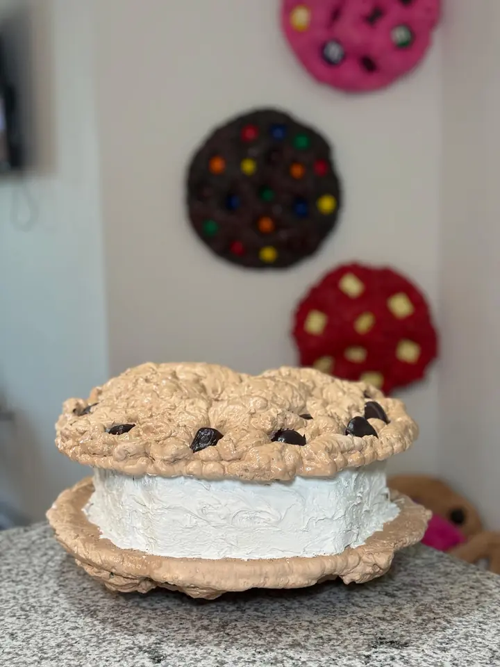 Jumbo Ice Cream Sandwich Cookie Wall Art, handmade spray foam cookie wall sculpture, photo 5 of 10