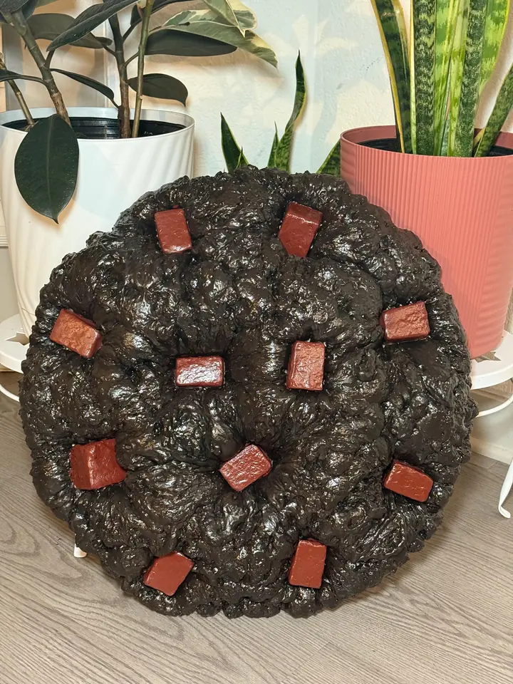 Giant Double Chocolate Cookie Wall Art, handmade spray foam cookie wall sculpture, photo 1 of 6
