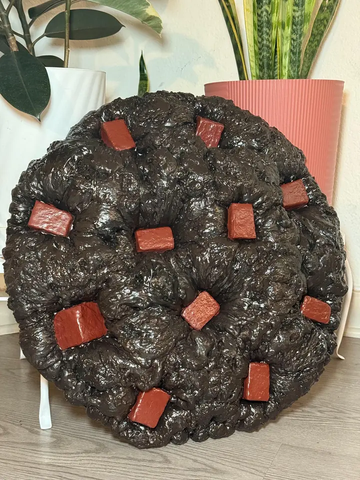 Giant Double Chocolate Cookie Wall Art, handmade spray foam cookie wall sculpture, photo 3 of 6