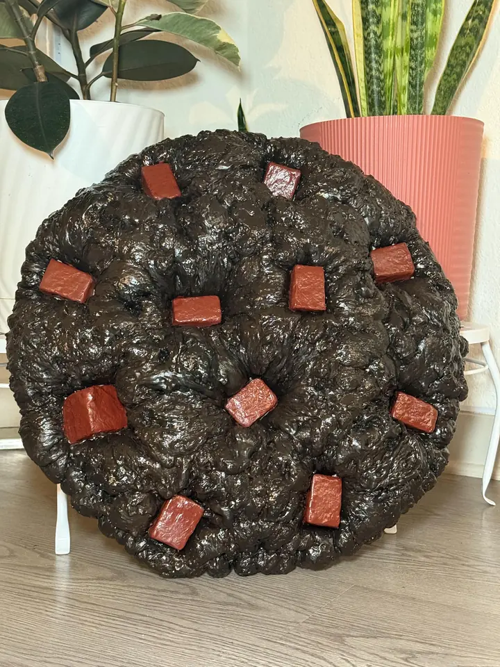Giant Double Chocolate Cookie Wall Art, handmade spray foam cookie wall sculpture, photo 5 of 6