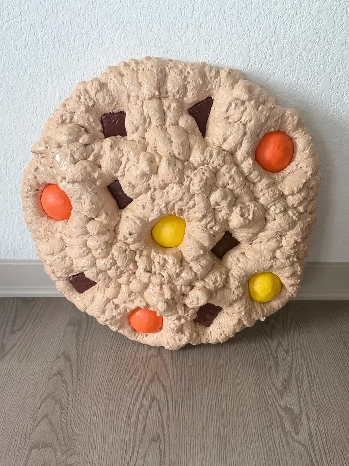 Giant Peanut Butter Cookie Wall Art, handmade spray foam cookie wall sculpture, photo 1 of 4