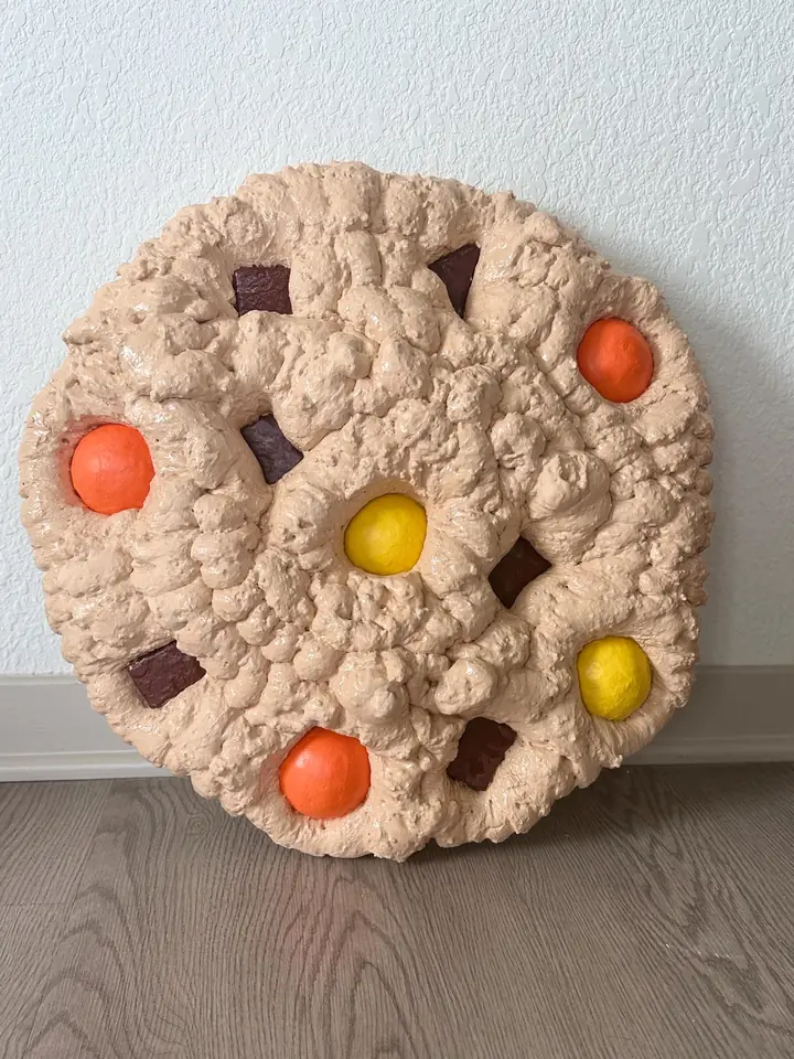 Giant Peanut Butter Cookie Wall Art, handmade spray foam cookie wall sculpture, photo 2 of 4