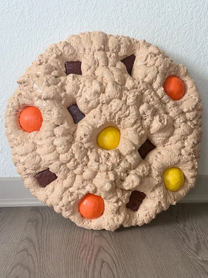 Giant Peanut Butter Cookie Wall Art, handmade spray foam cookie wall sculpture, photo 3 of 4