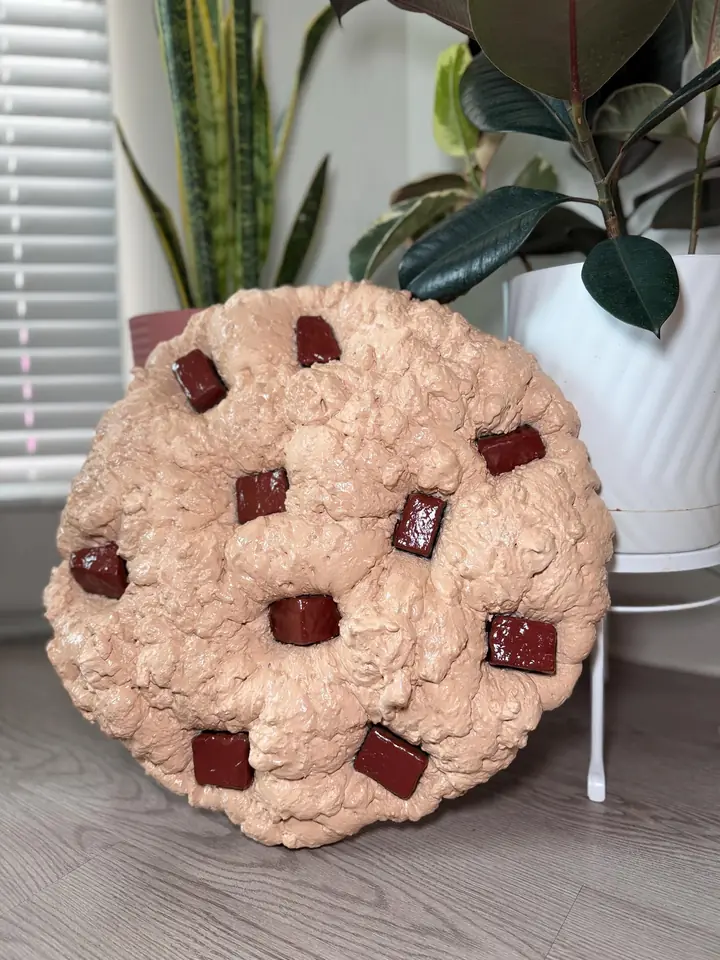 Jumbo Chocolate Chip Cookie Wall Art, handmade spray foam cookie wall sculpture, photo 3 of 9