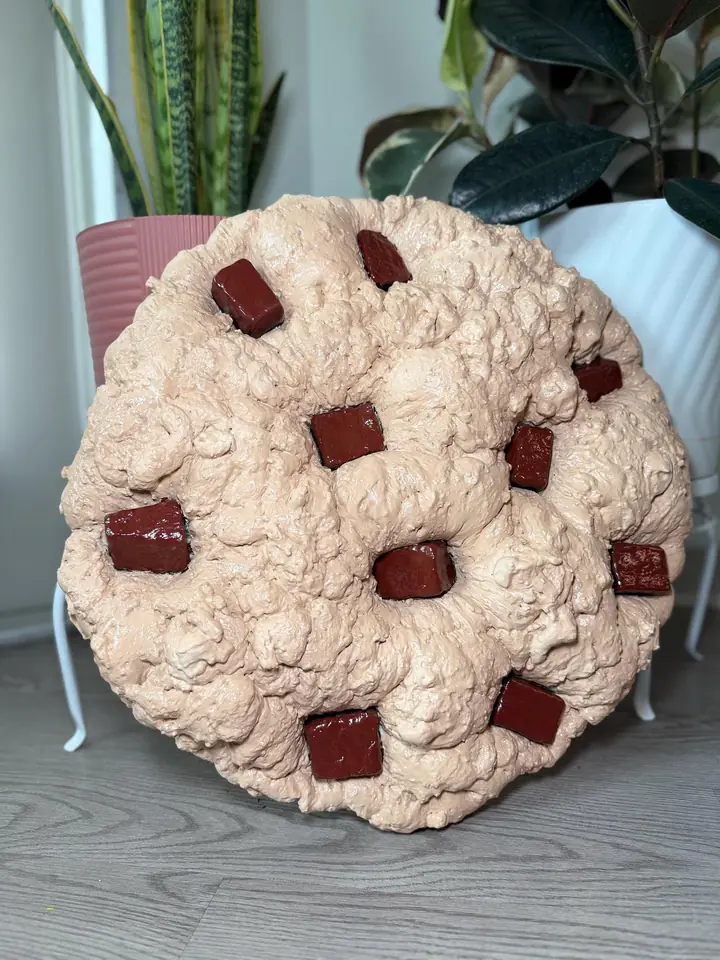 Jumbo Chocolate Chip Cookie Wall Art, handmade spray foam cookie wall sculpture, photo 6 of 9