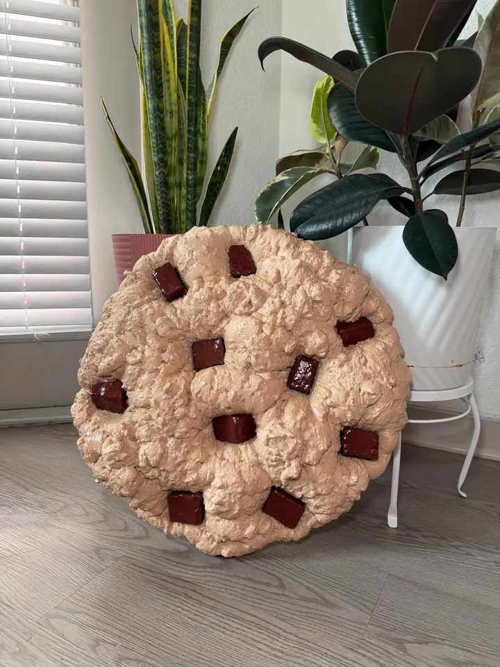 Jumbo Chocolate Chip Cookie Wall Art, handmade spray foam cookie wall sculpture, photo 7 of 9