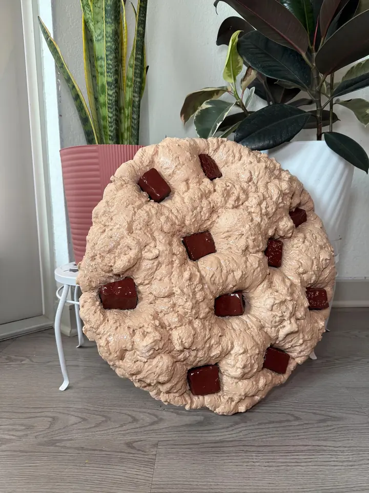 Jumbo Chocolate Chip Cookie Wall Art, handmade spray foam cookie wall sculpture, photo 8 of 9