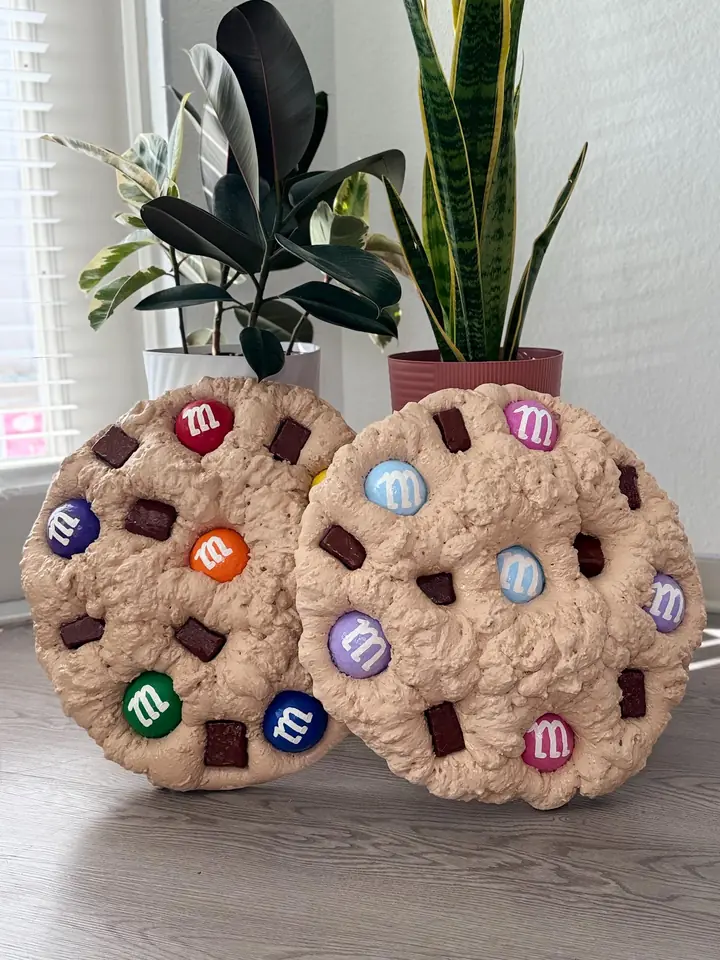 Jumbo M&M Cookie Wall Art Set, handmade spray foam cookie wall sculpture, photo 1 of 3