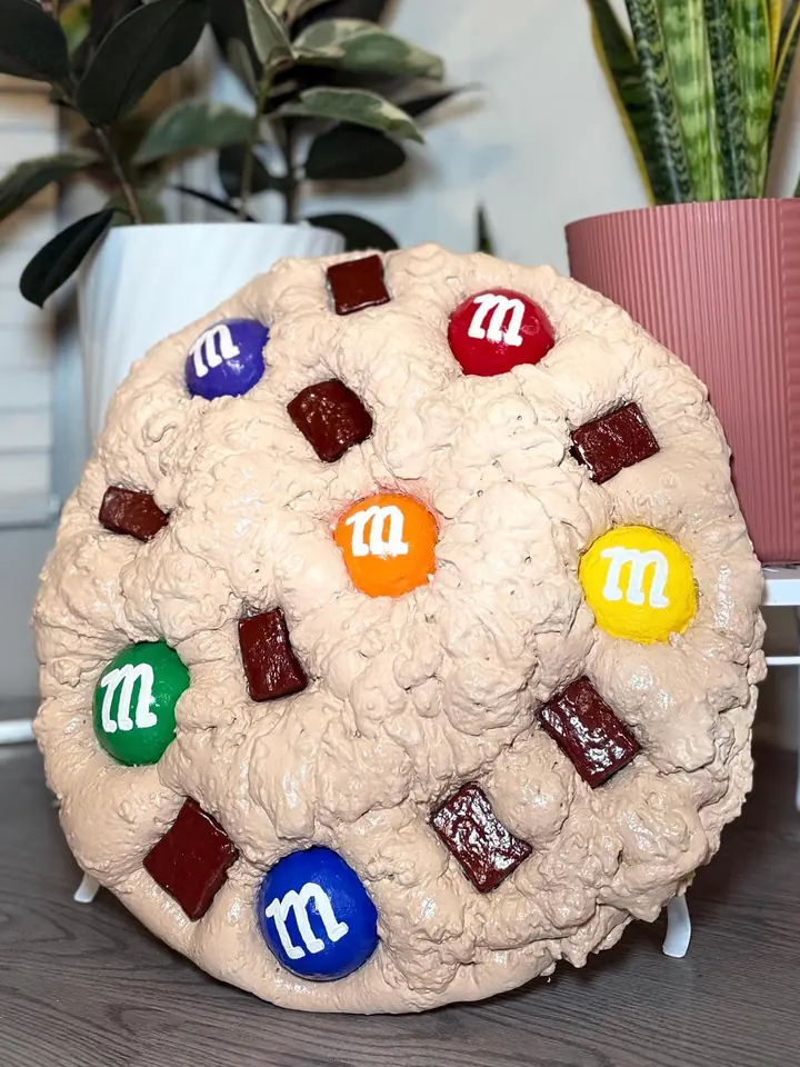 Jumbo M&M Cookie Wall Art, handmade spray foam cookie wall sculpture, photo 2 of 7