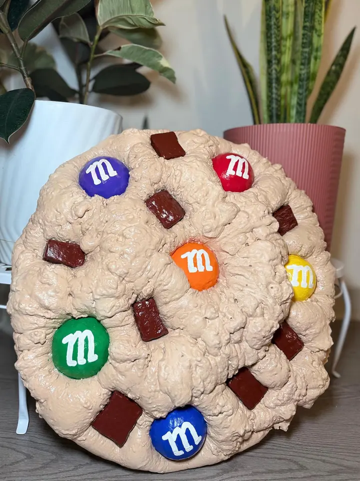 Jumbo M&M Cookie Wall Art, handmade spray foam cookie wall sculpture, photo 3 of 7