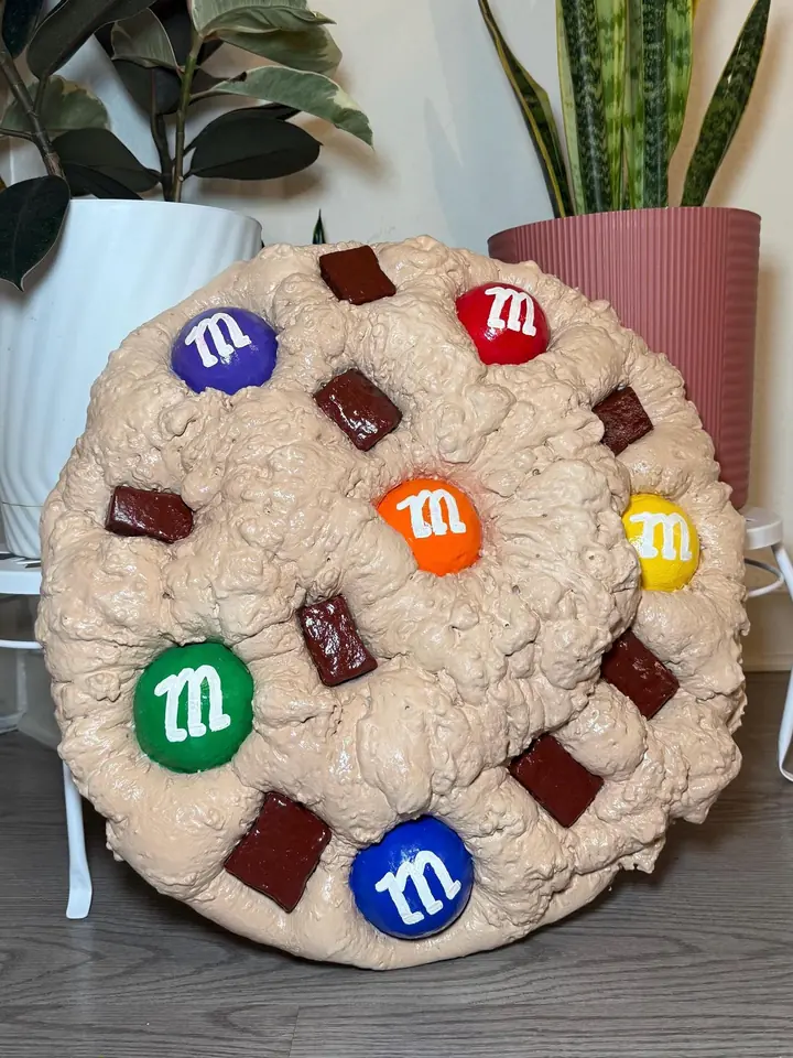 Jumbo M&M Cookie Wall Art, handmade spray foam cookie wall sculpture, photo 4 of 7