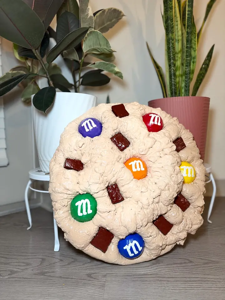 Jumbo M&M Cookie Wall Art, handmade spray foam cookie wall sculpture, photo 5 of 7