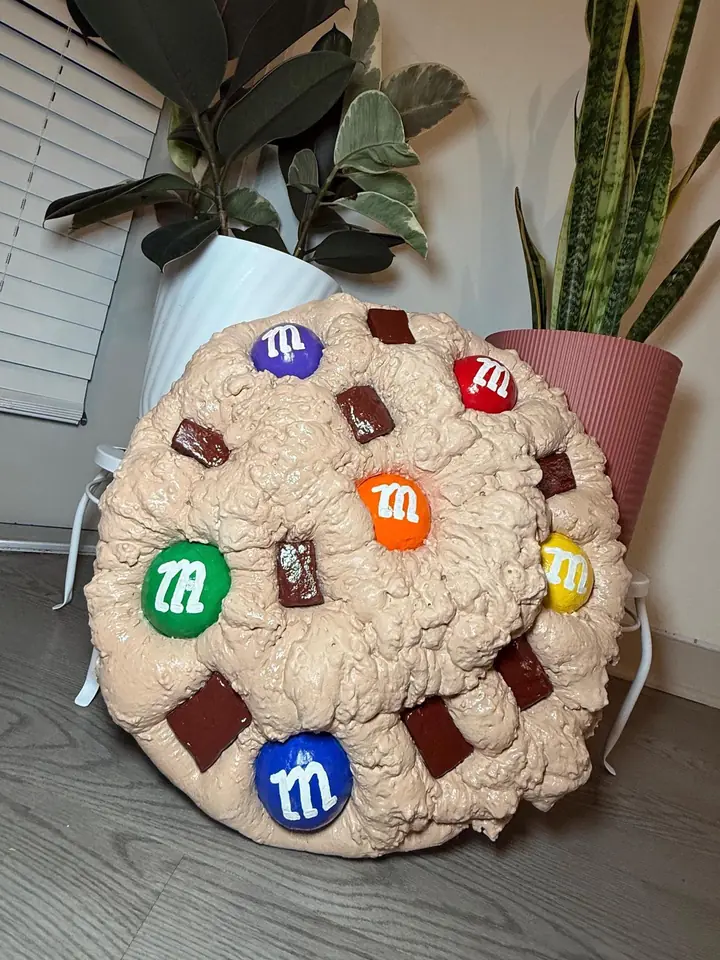 Jumbo M&M Cookie Wall Art, handmade spray foam cookie wall sculpture, photo 6 of 7