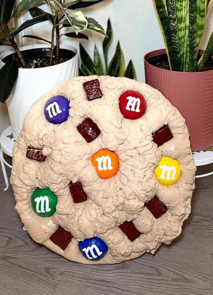 Jumbo M&M Cookie Wall Art, handmade spray foam cookie wall sculpture, photo 7 of 7