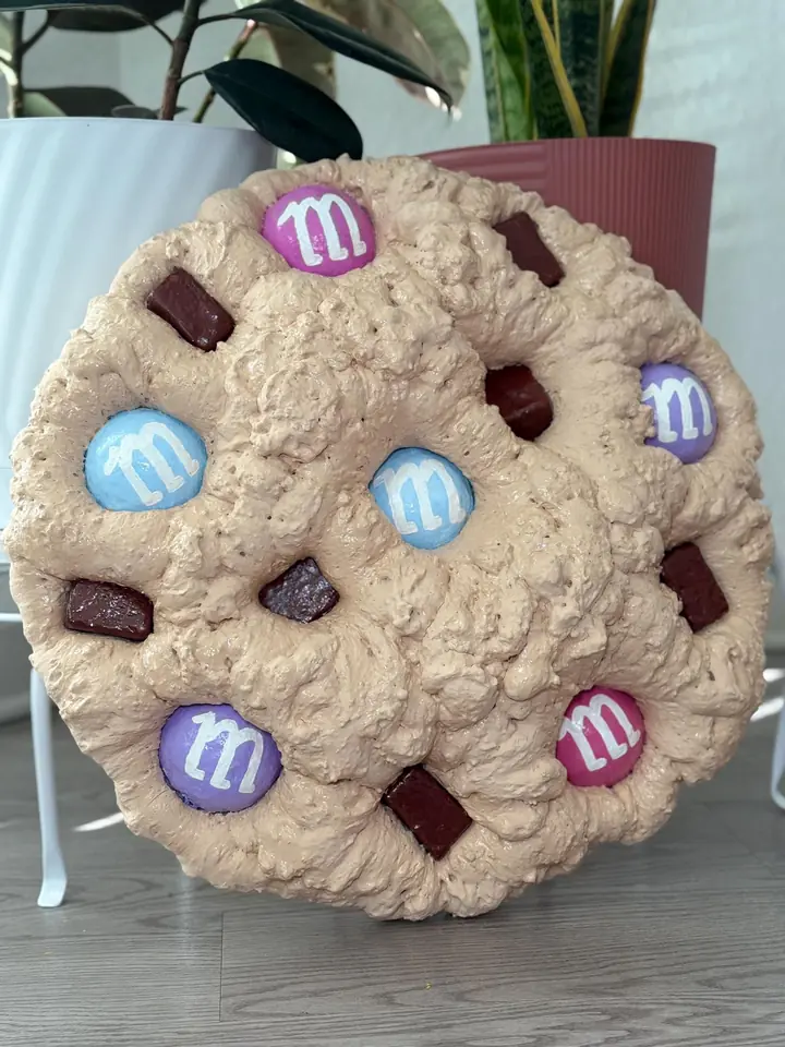 Jumbo Pastel M&M Cookie Wall Art, handmade spray foam cookie wall sculpture, photo 5 of 6