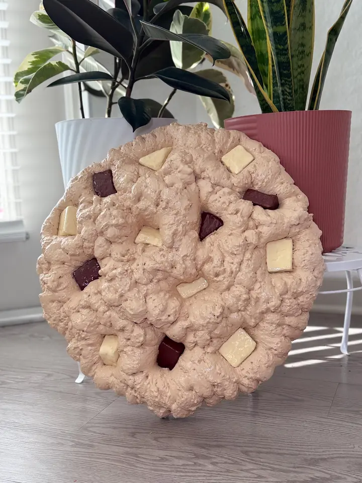 Jumbo White Chocolate Chip Cookie Wall Art, handmade spray foam cookie wall sculpture, photo 2 of 5