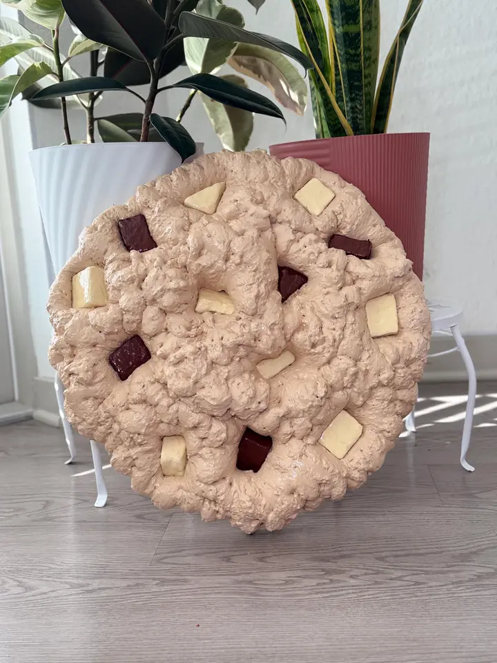 Jumbo White Chocolate Chip Cookie Wall Art, handmade spray foam cookie wall sculpture, photo 3 of 5
