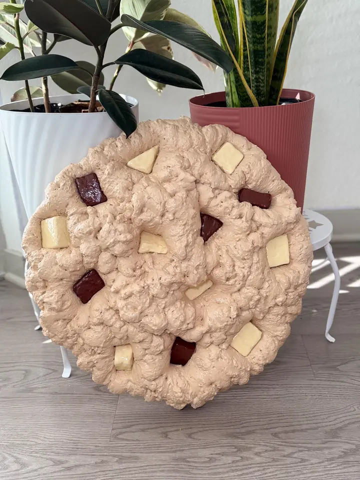 Jumbo White Chocolate Chip Cookie Wall Art, handmade spray foam cookie wall sculpture, photo 4 of 5
