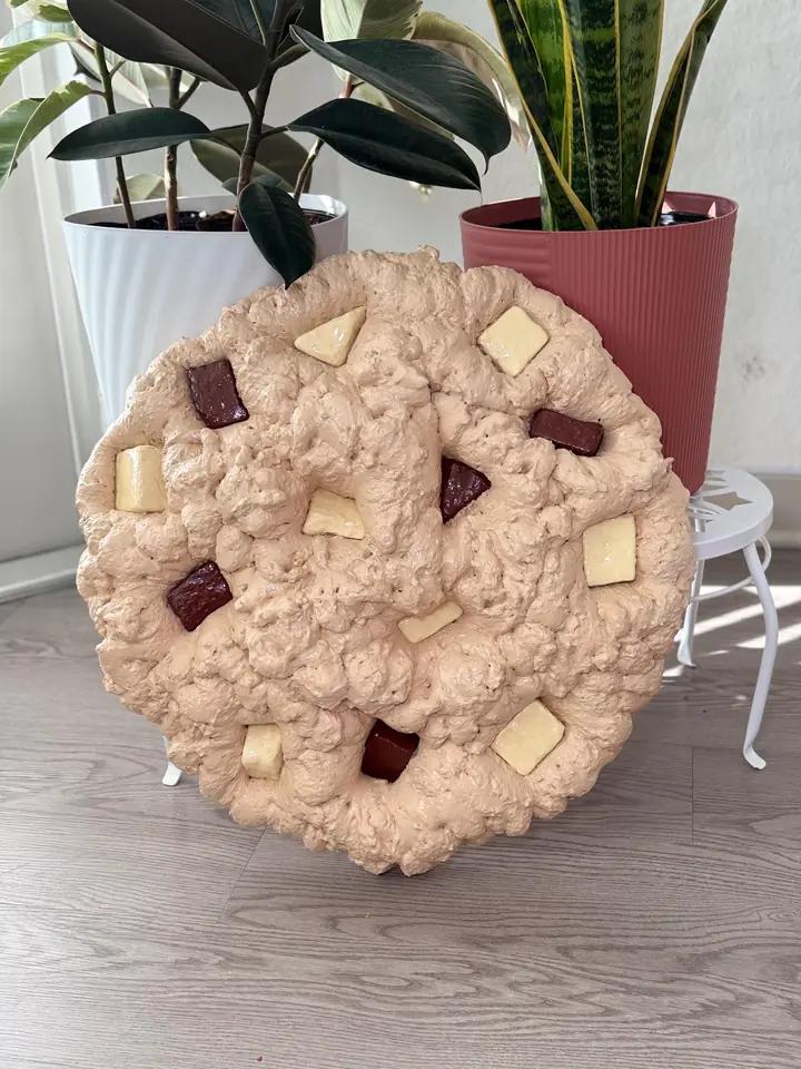 Jumbo White Chocolate Chip Cookie Wall Art, handmade spray foam cookie wall sculpture, photo 5 of 5