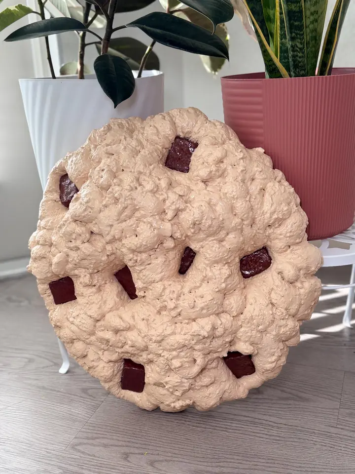 Mini Jumbo Chocolate Chip Cookie Wall Art, handmade spray foam cookie wall sculpture, photo 1 of 5
