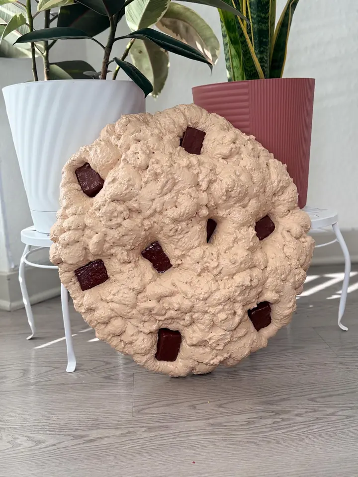 Mini Jumbo Chocolate Chip Cookie Wall Art, handmade spray foam cookie wall sculpture, photo 3 of 5