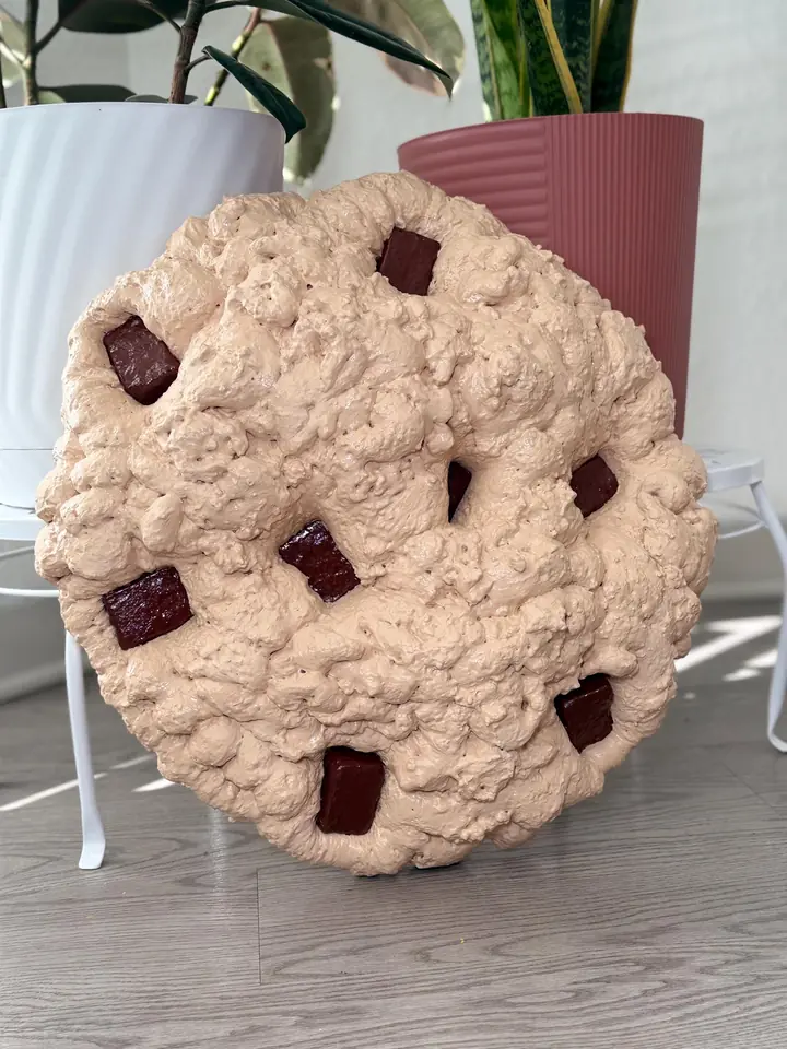 Mini Jumbo Chocolate Chip Cookie Wall Art, handmade spray foam cookie wall sculpture, photo 4 of 5