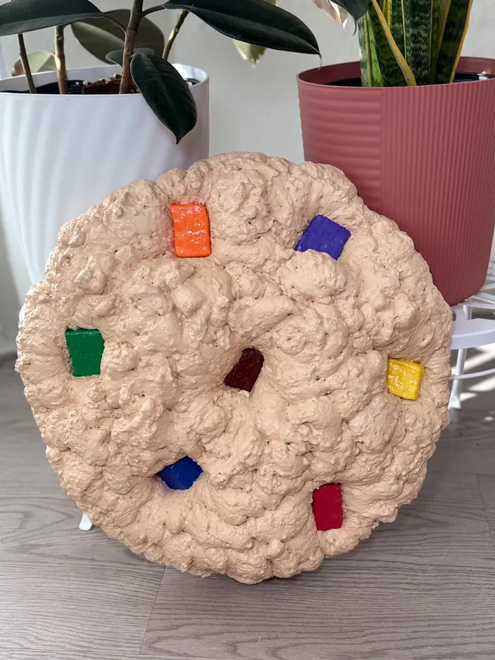 Rainbow Jumbo Cookie Wall Art, handmade spray foam cookie wall sculpture, photo 1 of 5